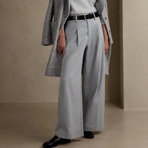 Banana Republic Factory Wide Leg High Rise Flannel Grey Pants | Loulou | 00P